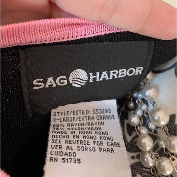 SAG Harbor- women’s button up cardigan, black and pink, size XL - Picture 6 of 9